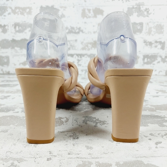 New Open Edit Remmy Twisted Strap Beige Square Toe Heeled Sandals W303 - Picture 6 of 16